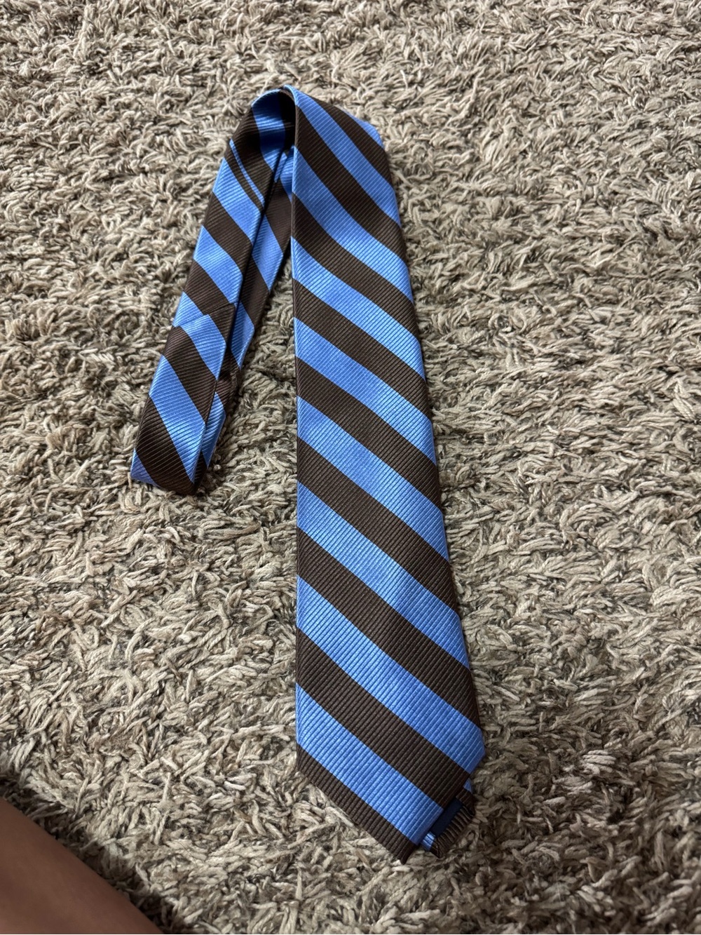 The Tie Bar Blue & Brown Striped Silk Tie